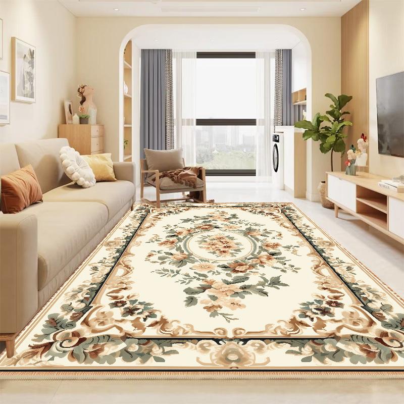 Covor Superb în Stil European pentru Living, Covor de Zonă Auriu de Lux pentru Dormitor, Decor pentru Holul Casei Lavabil, Covoraș Moale pentru Podea