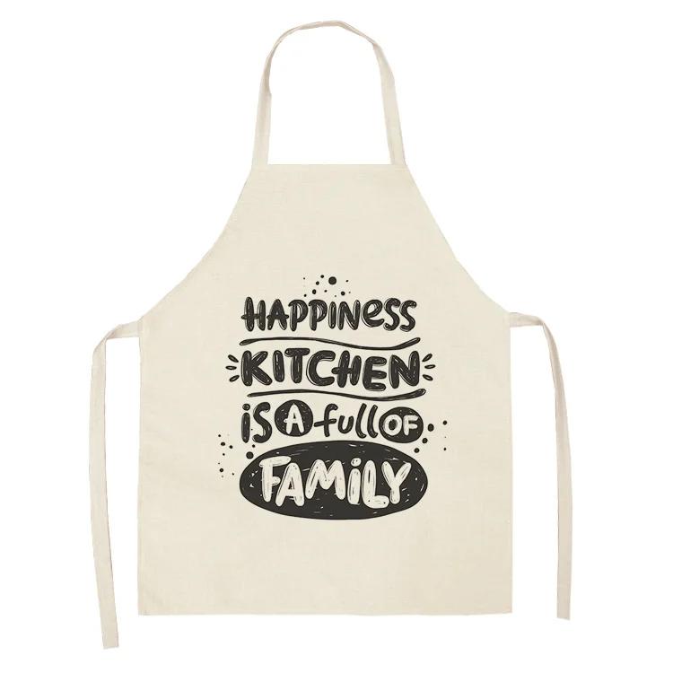 Cake Letters Women's  Kitchen Cotton Linen Apron Black Bib Household CleaningCooking