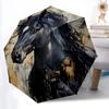 1pc Horse Abstract Automatic Open/Close Umbrella, Portable Folding Umbrella for Travel, Themed Events064