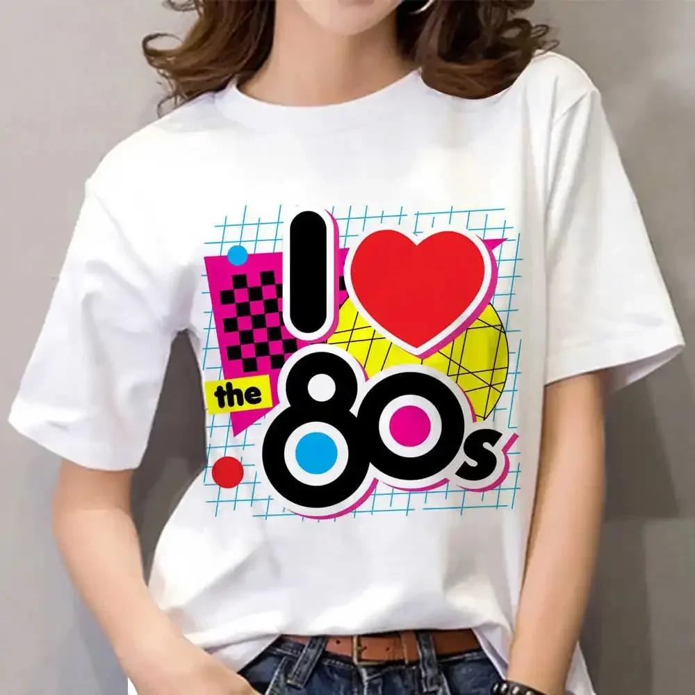 Dámské tričko s 3D potiskem Love 80, letní oversized top s kulatým výstřihem a krátkým rukávem, ležérní tričko, volný streetwear Harajuku