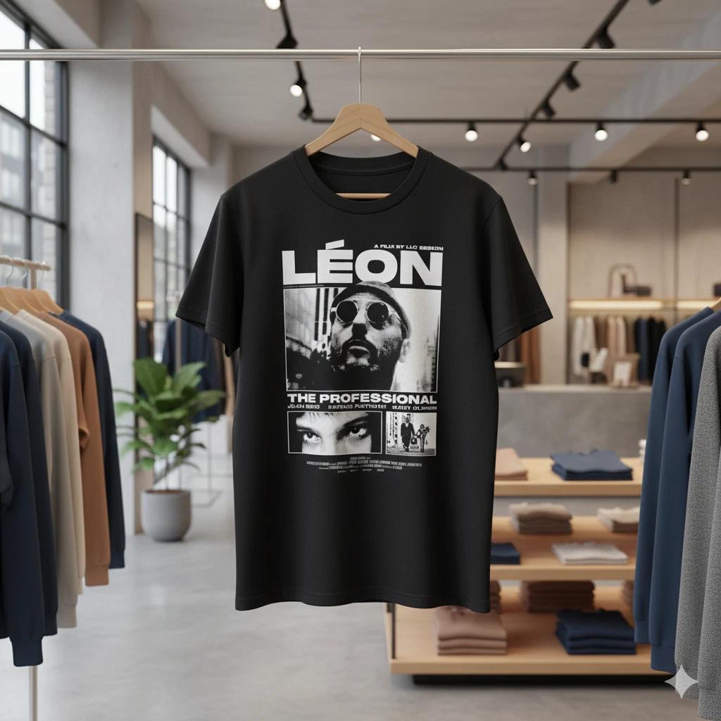 Leon The Professional Inspirovaný Vintage Filmový Plakát Černé Tričko Unisex - S350