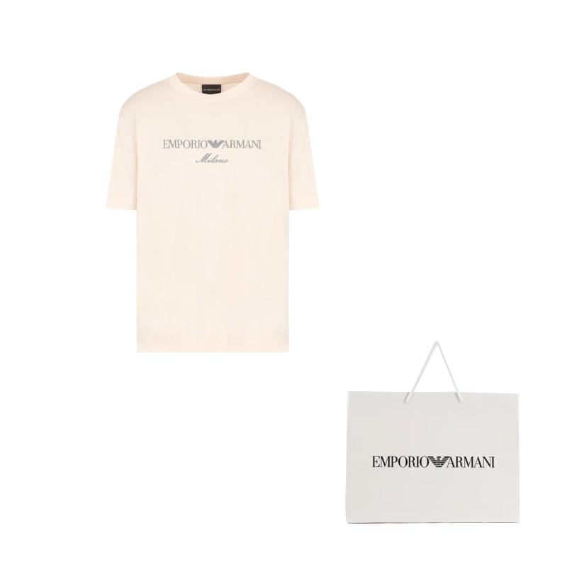 EMPORIO ARMANI Logo Embroidered Crewneck T Shirt EM001033AF10017M1052