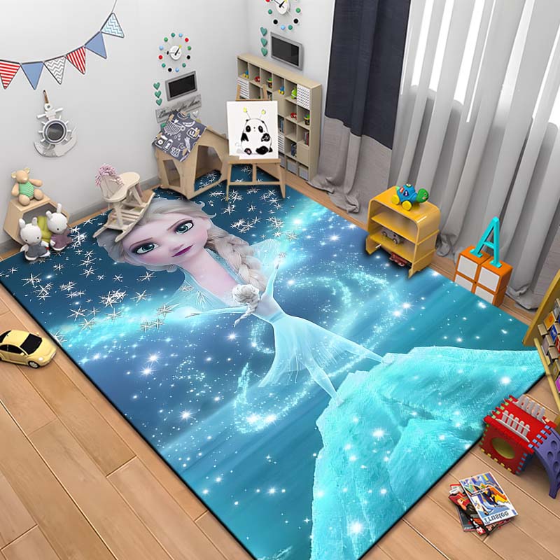 Schneekönigin Frozen Elsa HD Bedruckter Großer Teppich für Wohnzimmer Cartoon Kinderzimmer Sofa Fußmatte Boden Teppich Geschenk