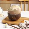 550ml Cartoon Cat Ceramic Instant Noodle Bowl With Lid Underglaze Color Soup Salad Bowl Kitchen Office Student Lunch Box 1pcs