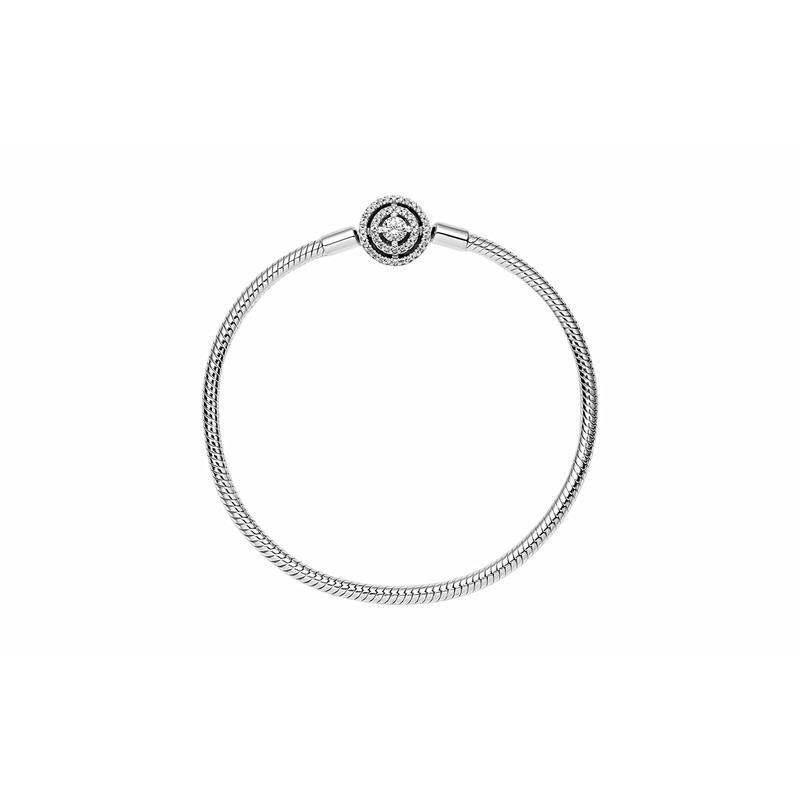Pandora Pulsera de cadena de hueso de serpiente con hebilla de halo plata 925 para mujer plata 590038C01