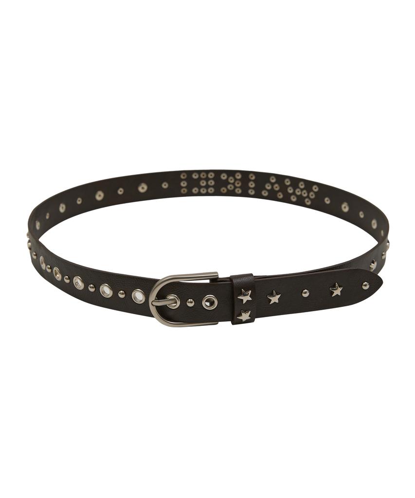 WAIKEI Studded Logo Belt Brown