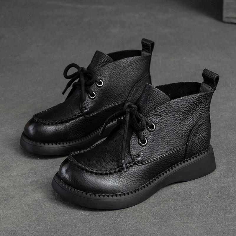 GKTINOO 2024 Women Platform Boots Chunky Motorcycle Genuine Leather Booties Female Height Flat Shoes Ladies Botas Combat