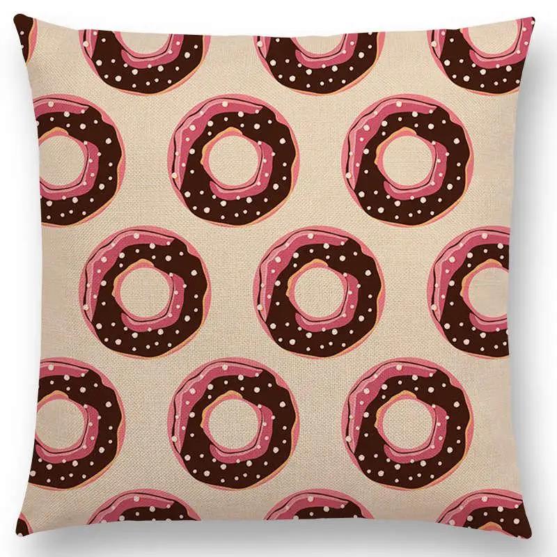 Housse de Coussin Imprimés Colorés Bonbons Chocolat Donuts Joli Motif Glace Couleur Fête Décor Housse de Coussin Déco Canapé