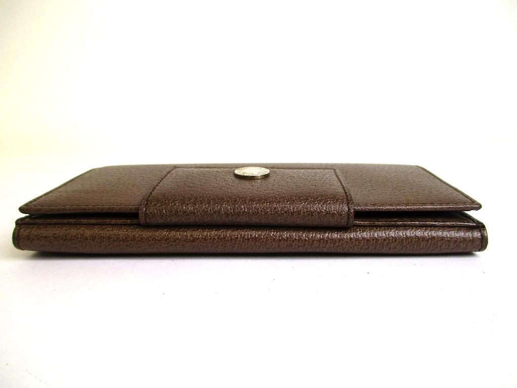 Carteira Longa Trifold Autêntica BVLGARI Couro Marrom Escuro Classico Prata H/W #b171 Caixa Aberta