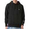 Men's Basic One-Point Logo Pullover Hoodie Sweatshirt, Black, 100% Cotton, Long Sleeve Sweat Parka, Size M, C3-C118-090-M
