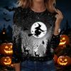 Women's Halloween Print Pullover Sweatshirt Long Sleeve Crew Neck Casual Top Lightweight Soft Fabric Comfortable Fit