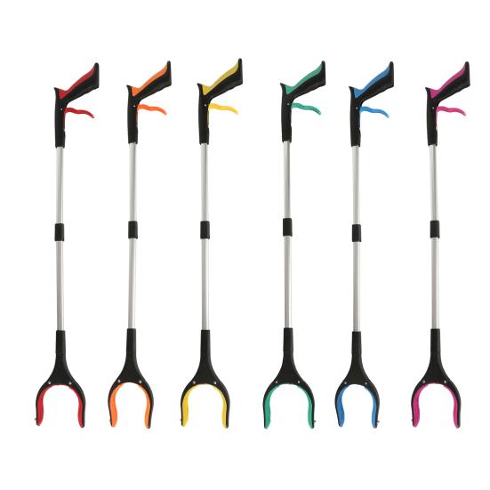 Foldable Reacher Grabber Aluminum Alloy Long Arm Trash Clip Litter Picker Tool with Rubber Grip Handle