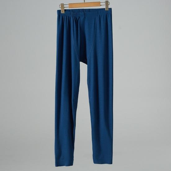 Men Pants Elastic Waist Double-Sided Brushed Thermal Insulation Long Johns Solid Color Mountaineering Vacation Travel Work School Bottoming Trousers