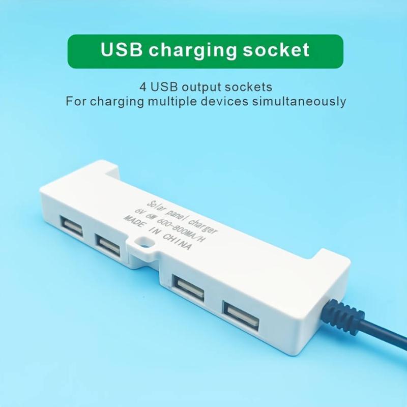 Solar Charging Panel With 4 Usb Ports, Supports Fast Charging, Suitable For Outdoor Camping And Mobile Phone Charging.