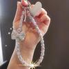 Kort met Diamanten Bezette Strik Mobiele Telefoon Lanyard Polsbandje Glanzende Lanyard IPhone 16 Hoes Sleutel Universeel Touw Tas Body Kit Sieraden