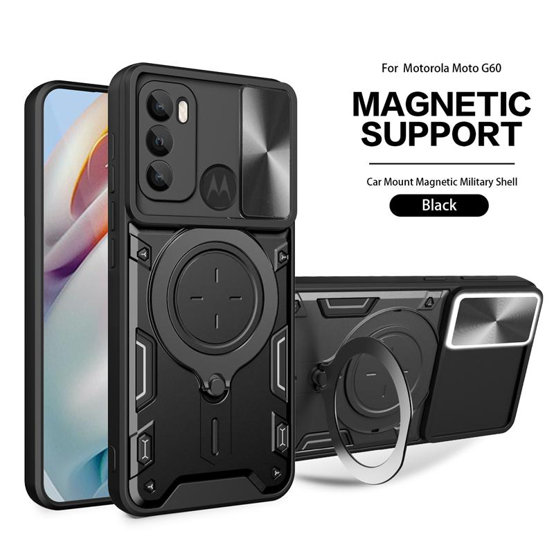 For Motorola Moto G200 Case Slide Camera Shockproof Armor Phone Case For Moto G200 Magnetic Stand Ring Back Cover