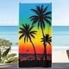 Serviette de plage Palmier Tropical, Coton Doux Séchage Rapide, Motif Coloré Coucher de Soleil & Palmier Océanique pour Utilisation Estivale à la Piscine Serviette de Bain