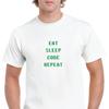 Mangia Dormi Codifica Ripeti Font Retro per Computer T-shirt in Cotone Bianco Solido S-5XL