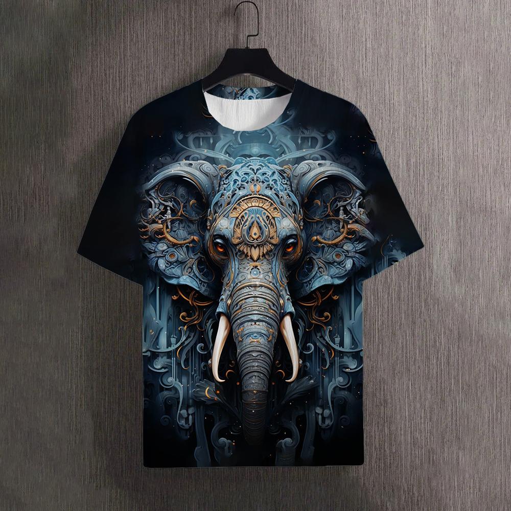 Men's T-Shirts Summer Animal Elephant Pattern 3D Print Tops Tees Women Streetwear Fashion Oversized T Shirt Men Clothing Tops