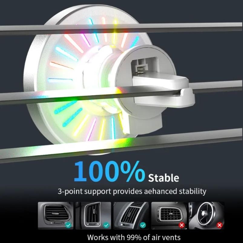 360° Rotation Car Air Vent Phone Magnetic Wireless Charger Holder Stand For iPhone 16 15 14 13 12 Pro Max Fast Charging Station