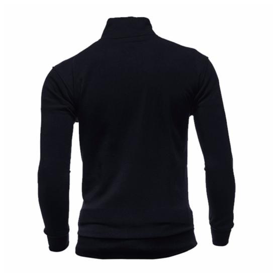 Men Jacket Autumn Winter Stand Collar Long Sleeve Zipper Closure Coat with Pockets Solid Color Sport Outwear