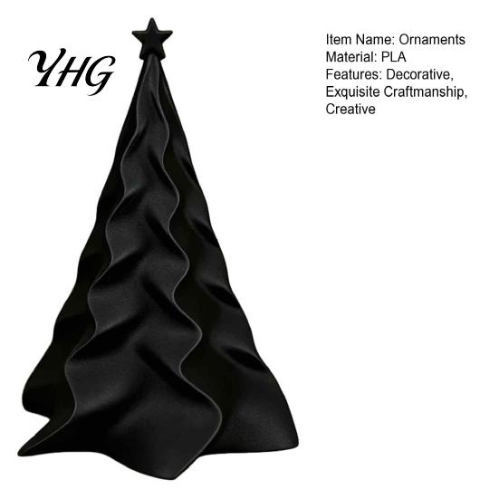 Tiered Star Top Tree Decor 3D Printed Pleated Christmas Ornament, Small Wavy Desktop Modern Holiday Sculpture Decoration with Topper for Home