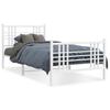 Metal Bed Frame with Headboard and Footboard White 90x190 Cm