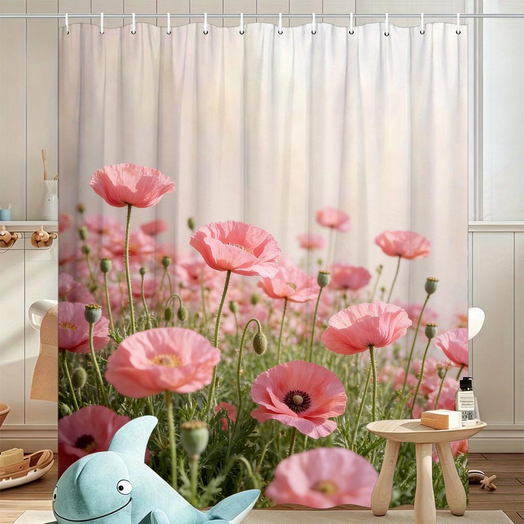 Vibrant Sunflower Field Waterproof Shower Curtain For Bright Bathroom Decor