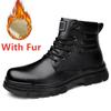 Luxusmarke Warme Plateau-Stiefel für Herren Herbst Winter Rindsleder Herren High Top Schuhe Mode Herren Stiefeletten Motocross Botas