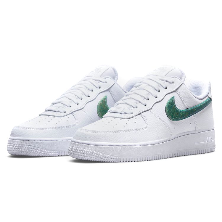 Nike Air Force 1 Low Glitter Swoosh - Celery Women Sneakers White Grey-Fog Blackened-Blue DH4407-100