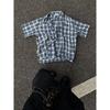 Men'S Checkered Square Neck Youth Fashion Japanese Style Artistic Men'S Loose Fitting Shirt New Long Sleeved Fashion Autumn Trend Harajuku