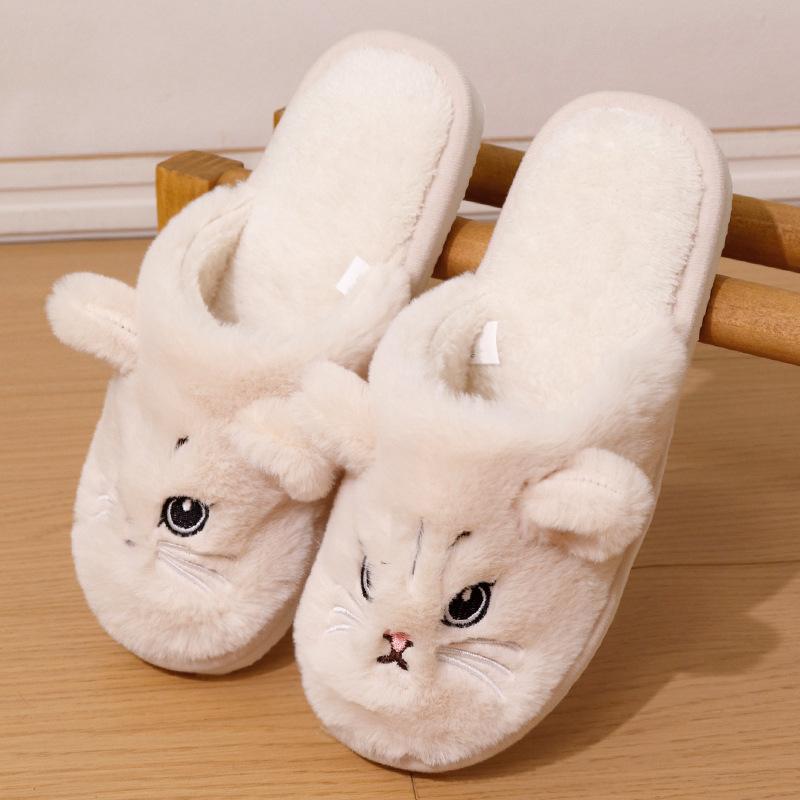 Women's Cute Cartoon Cat Plush Slippers Lightweight & Comfortable for Indoor/Outdoor Warm Slippers