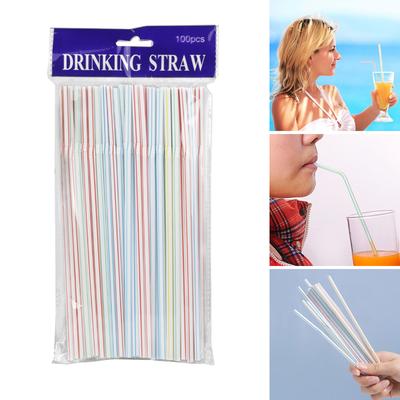 Pack of 100 Throwaway Straws Flexible Plastic Straws Drinking Straws Plastic Material Suitable for Water Juice Cocktails