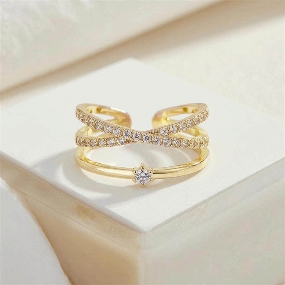 Personality Crystal Finger Rings Elegant Women's Opening Ring Exquisite Plain Ring For Girls