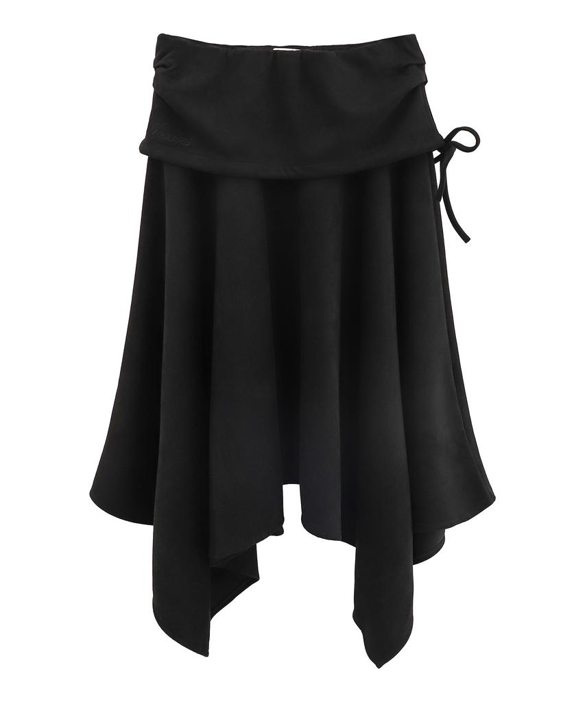 Viva Sers Dune Wrap Suede Skirt Black