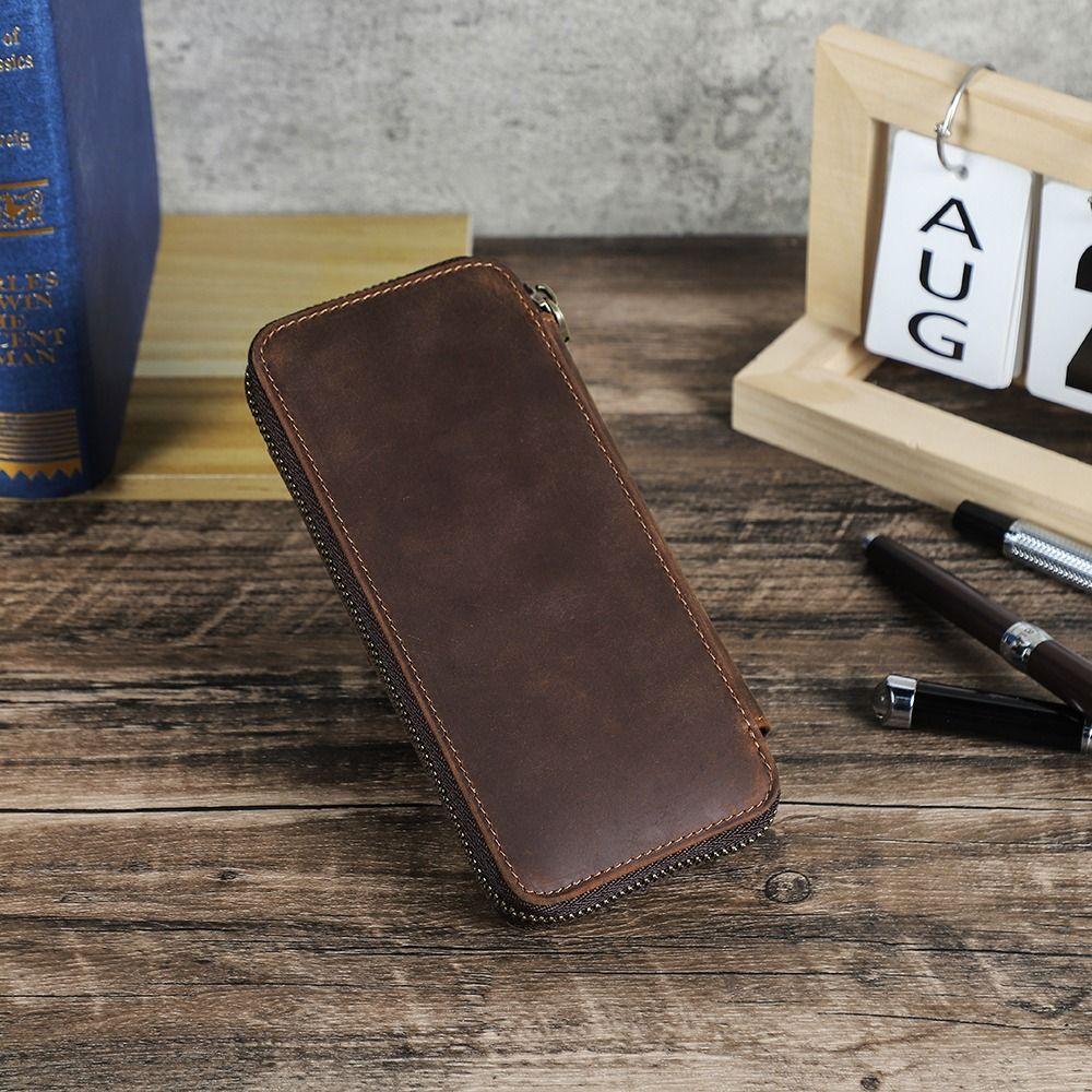 Handmade Leather Genuine Leather Pencil Case 4 Slots Design Pen Case  Office Supplies