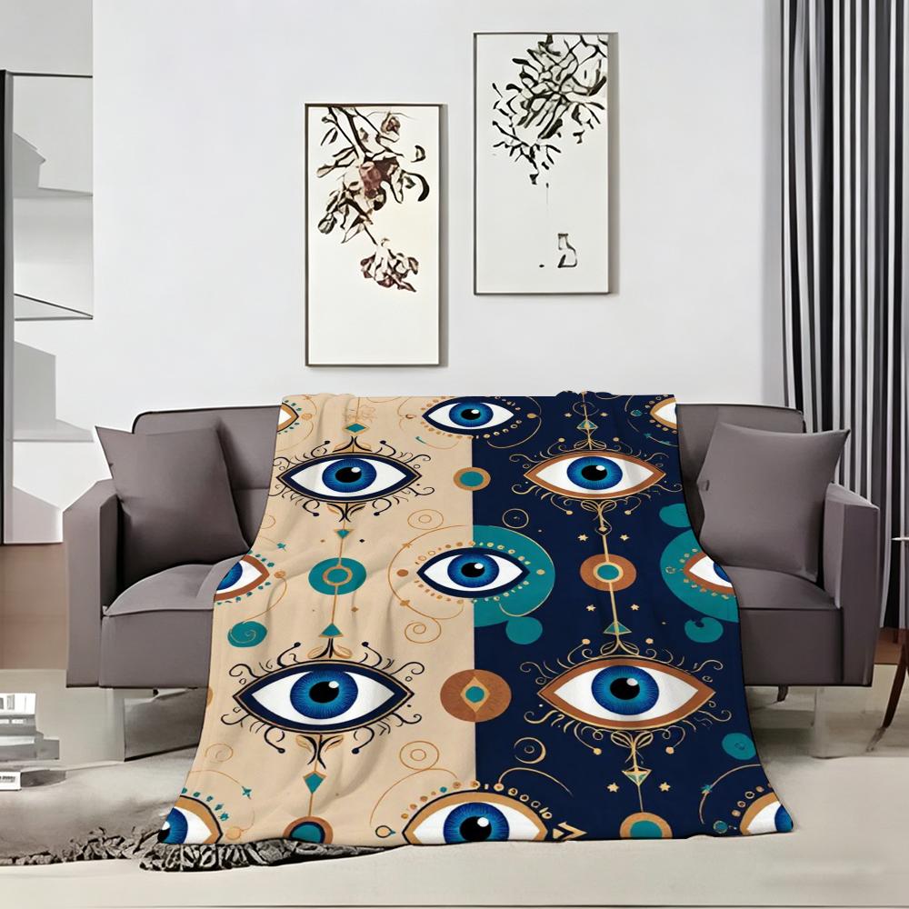 Klassiek motief E-Boze Oog Plaid Lichtgewicht 240g Flanellen Deken Zacht Huidvriendelijk voor Zomerse Koelte