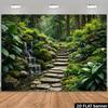 2D Peaceful Rainforest Stone Steps Backdrop Party Banner