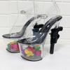 Fashion Women's 17cm Super High Heels Stiletto Waterproof Platform Transparent Crystal Sandals Nightclub Party Pole Dance Model Shoes