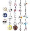 New Copper Sports Series Basketball Rugby Roller Skates Charms Diy Dangle Beads Fit Bracelet Necklace Jewelry