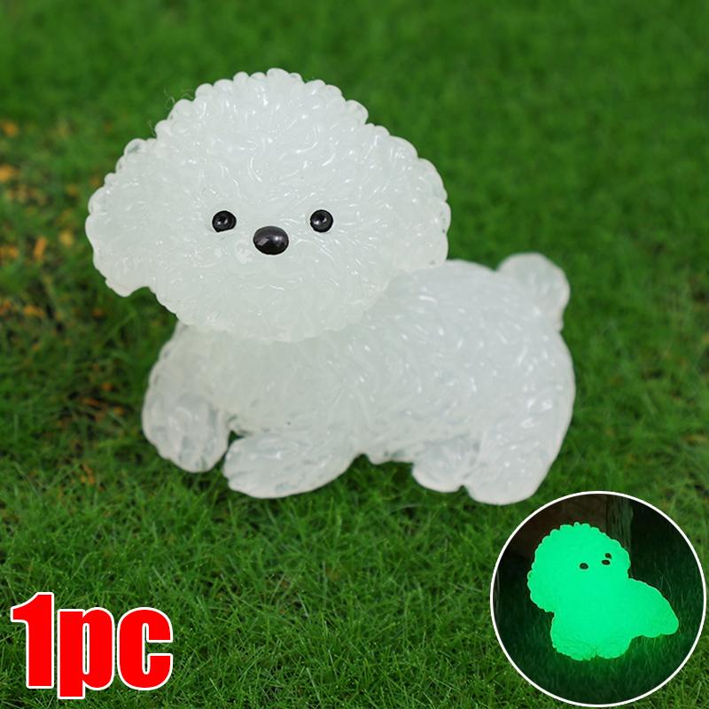 Luminous Cute Puppy Bichon Frise Small Ornaments Car Center Console Lighting Decoration Universal Cars Interior Accessories