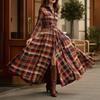 2026 Spring Women's Retro Plaid French Slimming Dress with Irregular Design