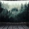 VIKAMA Misty Forest Tapestry Dark Pine Forest Background Cloth Living Room Background Wall Room Decoration