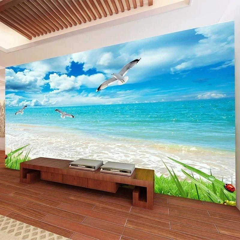 Photo Wallpaper 3d Seaside Landscape Murals Living Room Tv Sofa Modern Simple Home Decor Wall Mural