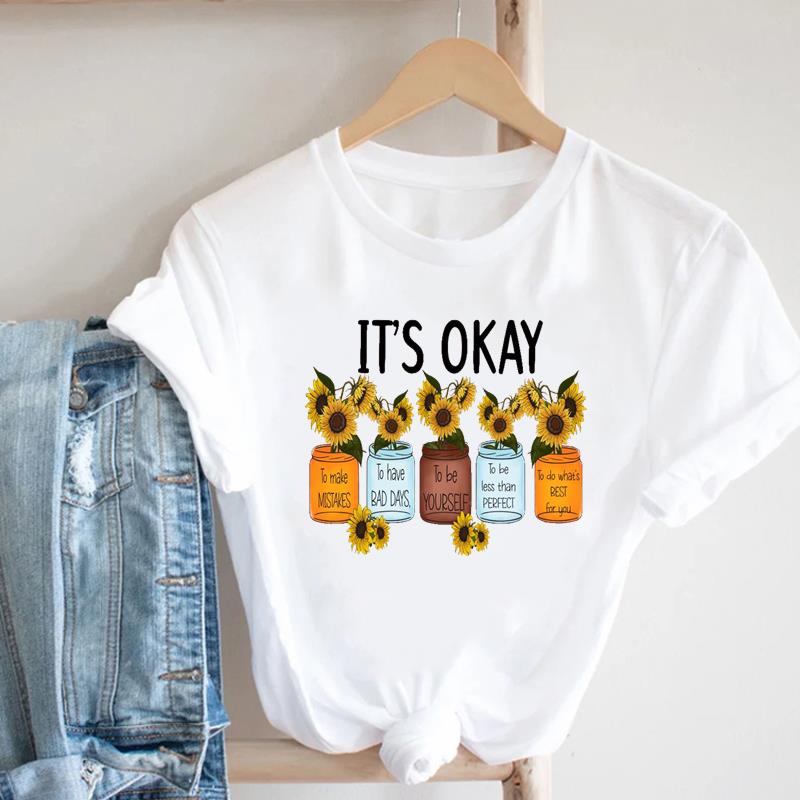 (Asiatische Größe) Frauen Print Liebesbrief Stil Trend 90er Jahre Dame Kurzarm T-Shirt Top Kleidung Casual Fashion T-Shirt weibliche Grafik T-Shirt