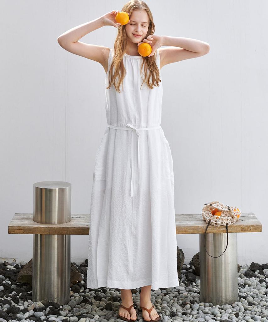 Marop 7106 Sleeveless Long Dress (White)
