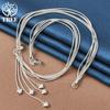 925 Sterling Silver Five Snake Chain Hearts Necklace Jewelry