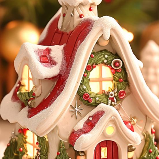 Christmas Snow House Incense Burner Winter House Incense Cone Holder Xmas Party Desktop Decoration Ornament Holiday Gift