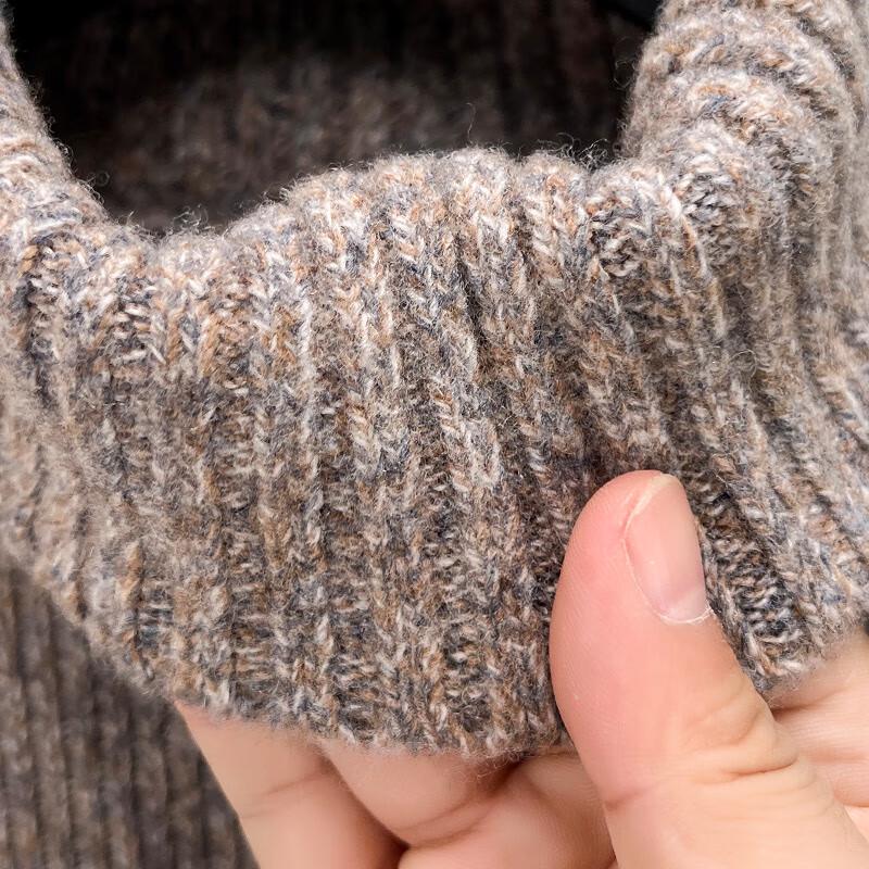 Hengyuanxiang Men's 100% Pure Wool Thickened Turtleneck Sweater