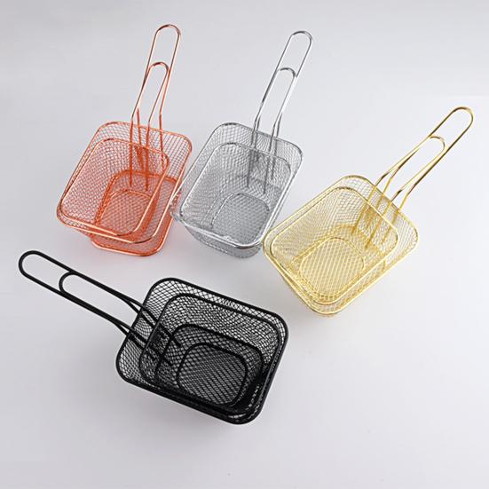 Pommes Frites Servierkorb Mini Pommes Frites Frittierkörbe Edelstahl Lebensmittelpräsentation Sieb Ergonomischer Griff Fritteusenzubehör